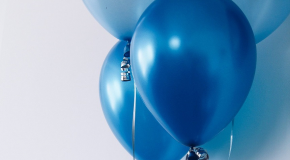 blue balloons, white background
